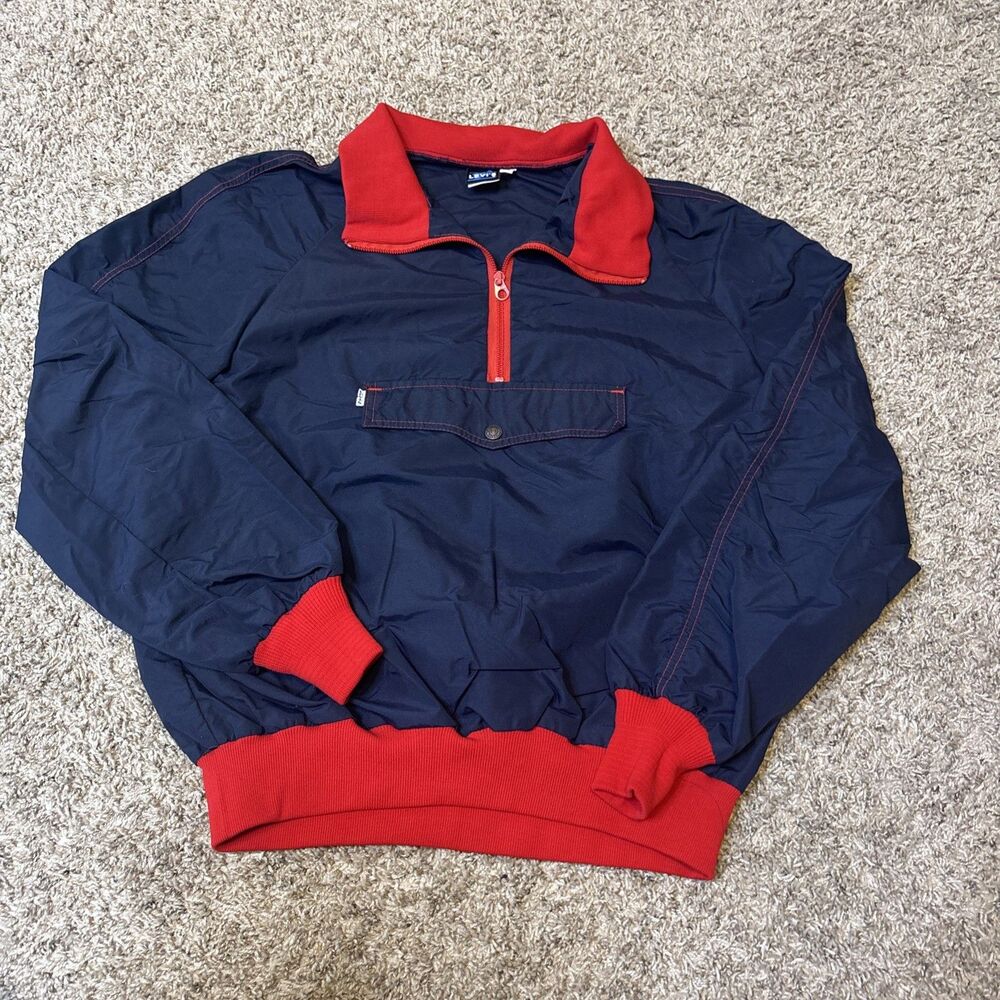 Vintage Levi’s Ski Jacket Mens XL Black Red Made in USA Anorak Snow 80s 90s